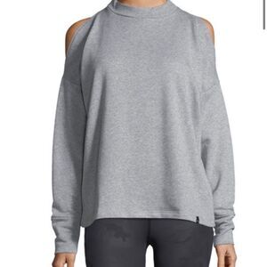 NWT Varley Carbon Cold-Shoulder Sweatshirt gray